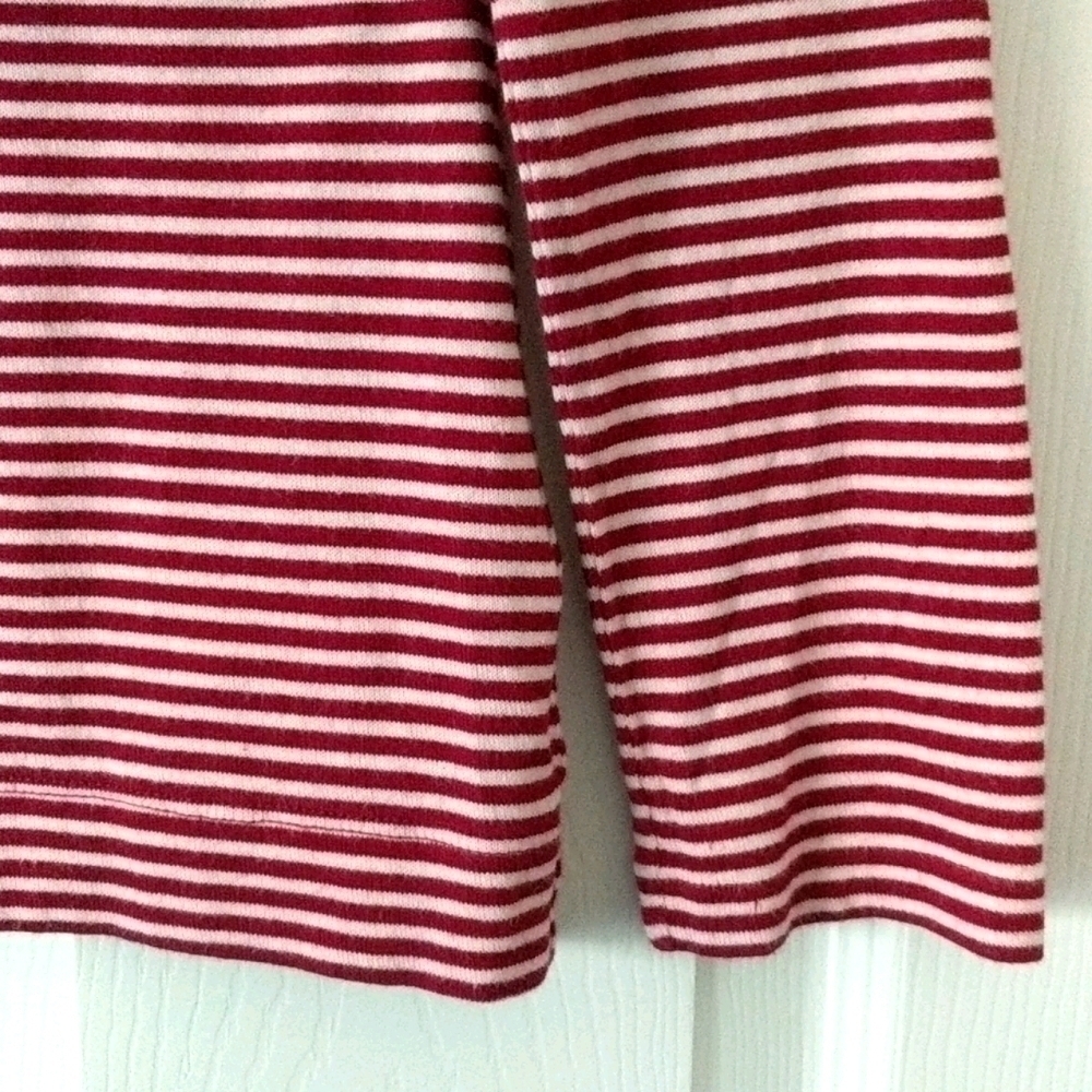Lauren Ralph Lauren Striped Round Neck Long Roll Tab Sleeve Top Red White XS - Picture 9 of 14